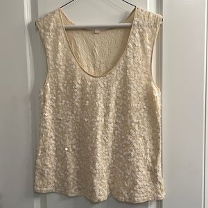 J. Crew Cream Sequin Tank M